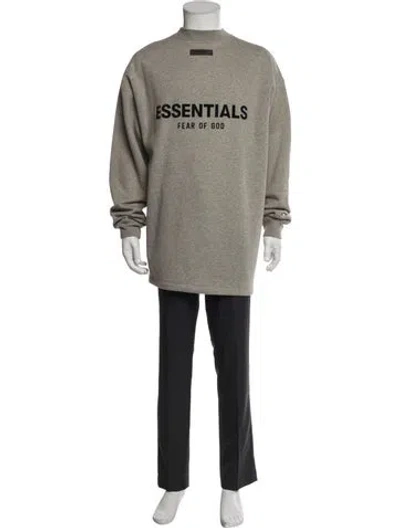 Pre-owned Essentials Graphic Print Mock Neck Sweatshirt In Gray