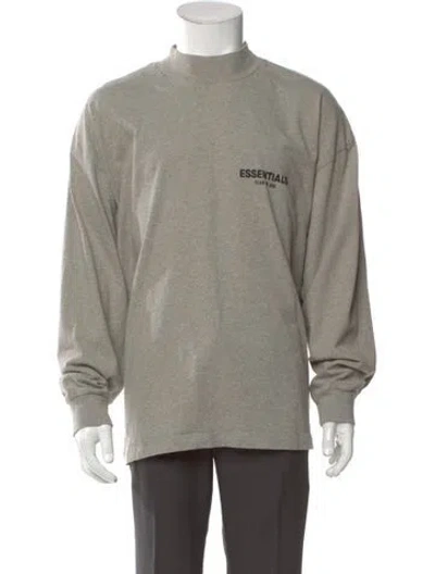 Pre-owned Essentials Graphic Print Mock Neck Sweatshirt In Gray