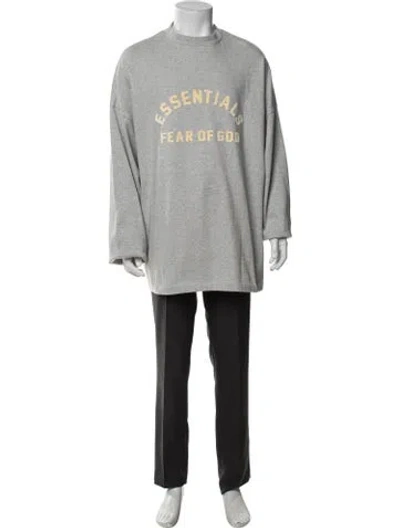 Pre-owned Essentials Graphic Print Mock Neck Sweatshirt In Grey