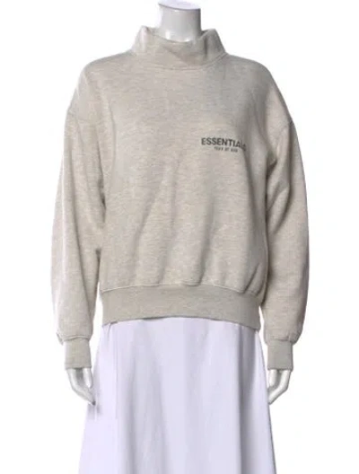 Pre-owned Essentials Graphic Print Mock Neck Sweatshirt In Grey