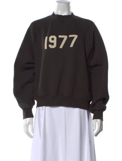 Pre-owned Essentials Graphic Print Mock Neck Sweatshirt In Grey
