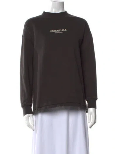 Pre-owned Essentials Graphic Print Mock Neck Sweatshirt In Grey