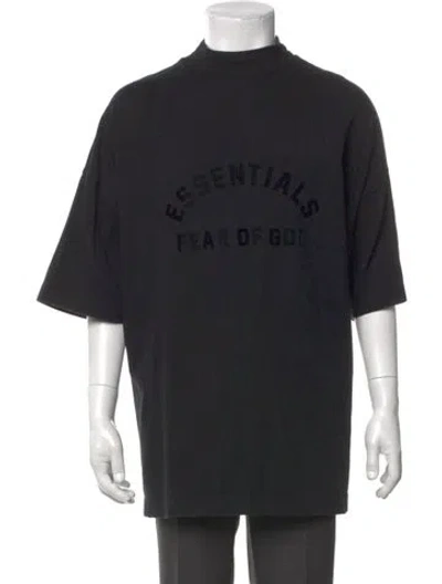 Pre-owned Essentials Graphic Print Mock Neck T-shirt In Black