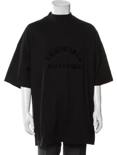 Pre-owned Essentials Graphic Print Mock Neck T-shirt In Black