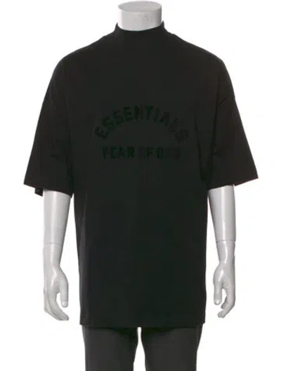 Pre-owned Essentials Graphic Print Mock Neck T-shirt In Black