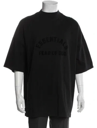 Pre-owned Essentials Graphic Print Mock Neck T-shirt In Black