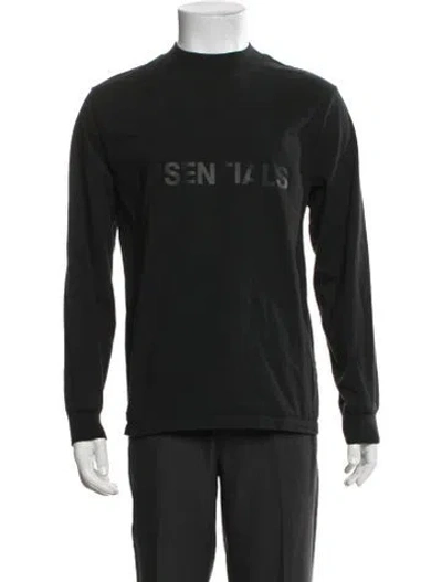 Pre-owned Essentials Graphic Print Mock Neck T-shirt In Black