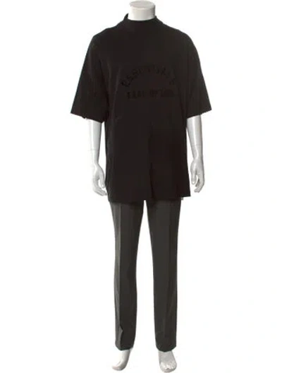 Pre-owned Essentials Graphic Print Mock Neck T-shirt In Black