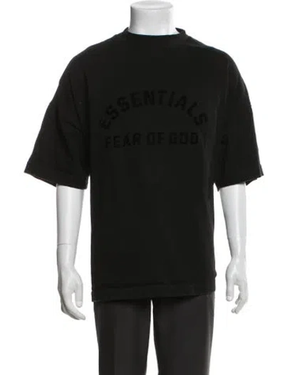 Pre-owned Essentials Graphic Print Mock Neck T-shirt In Black