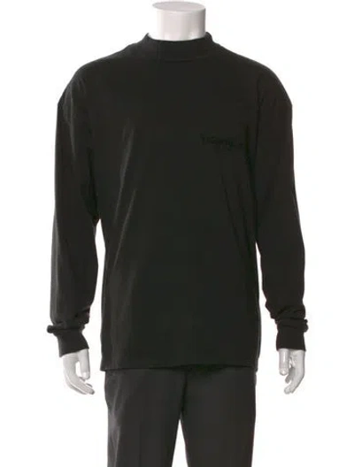 Pre-owned Essentials Graphic Print Mock Neck T-shirt In Black