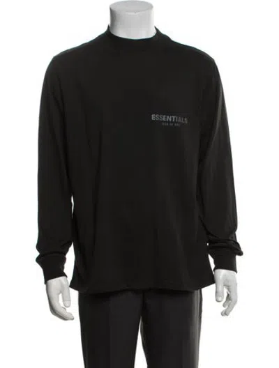 Pre-owned Essentials Graphic Print Mock Neck T-shirt In Black