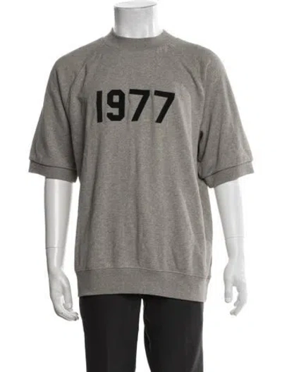 Pre-owned Essentials Graphic Print Mock Neck T-shirt In Grey