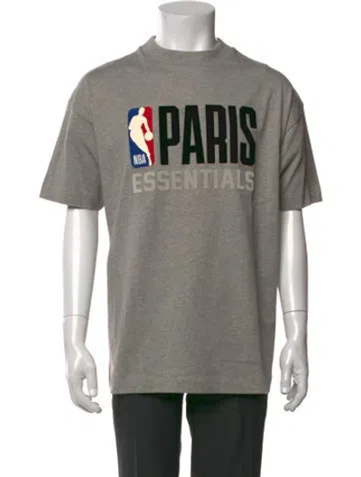 Pre-owned Essentials Graphic Print Mock Neck T-shirt In Grey