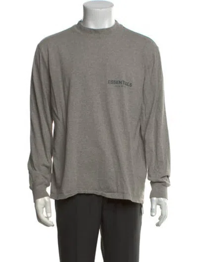Pre-owned Essentials Graphic Print Mock Neck T-shirt In Grey