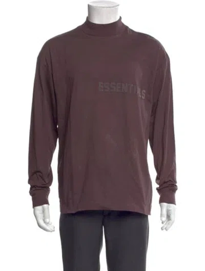 Pre-owned Essentials Graphic Print Mock Neck T-shirt In Purple