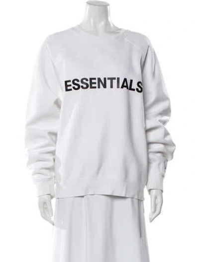 Pre-owned Essentials Graphic Print Scoop Neck Sweater In White