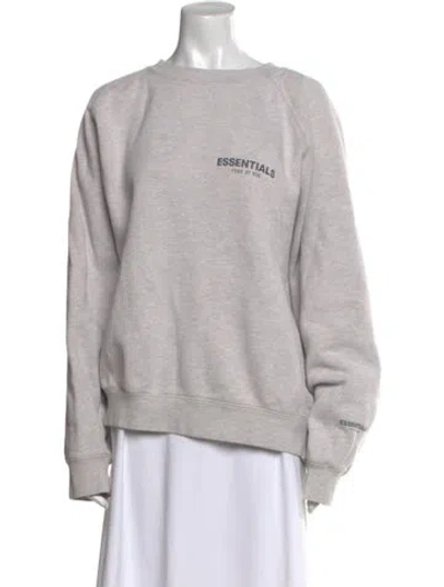 Pre-owned Essentials Graphic Print Scoop Neck Sweatshirt In Gray