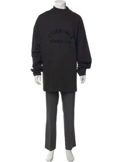 Pre-owned Essentials Graphic Print Turtleneck Henley In Black
