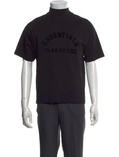 Pre-owned Essentials Graphic Print Turtleneck T-shirt In Black