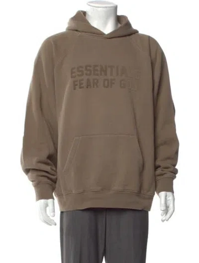 Pre-owned Essentials Graphic Print V-neck Hoodie In Brown