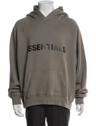Pre-owned Essentials Graphic Print V-neck Hoodie In Gray
