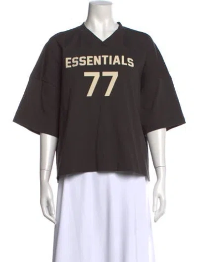 Pre-owned Essentials Graphic Print V-neck T-shirt In Gray