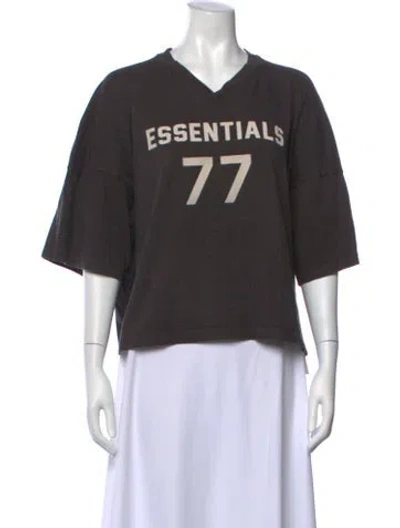 Pre-owned Essentials Graphic Print V-neck T-shirt In Gray