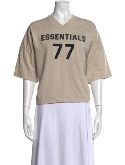 Pre-owned Essentials Graphic Print V-neck T-shirt In Neutral