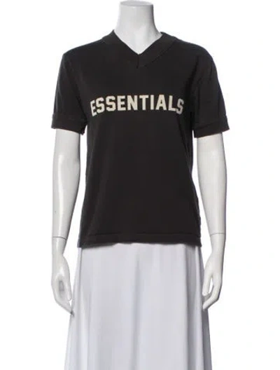 Pre-owned Essentials Graphic Print V-neck T-shirt In Neutrals