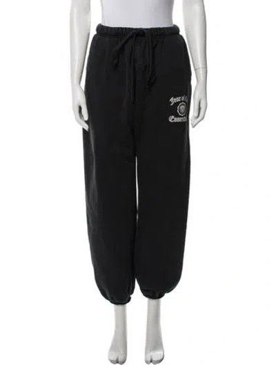 Pre-owned Essentials Graphic Print Wide Leg Pants In Black