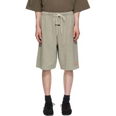 Essentials Gray 90s Shorts In Green