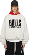 Essentials Nba Chicago Bulls Cropped Appliquéd Cotton-blend Jersey Hoodie In Light Heather/red