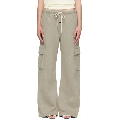 Essentials Gray Cargo Relaxed Sweatpants In Green