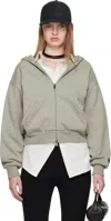 Essentials Womens Embossed-branding Classic-fit Cotton-blend Hoody Heather Stone In Gray