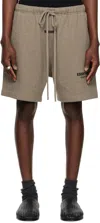 Essentials Mens Homestead Heather Logo-embellished Cotton-blend Shorts In Homestead Heather