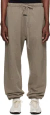 Essentials Brown Relaxed Fleece Piping Sweatpants In Gray