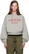 Essentials Gray Cropped Crewneck Sweatshirt In Dark Heather