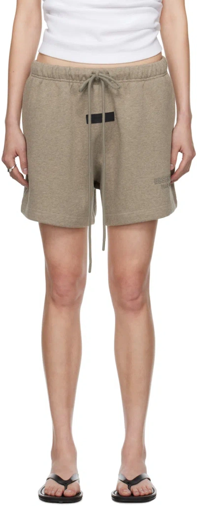 Essentials Gray Drawstring Shorts In Heather Grey