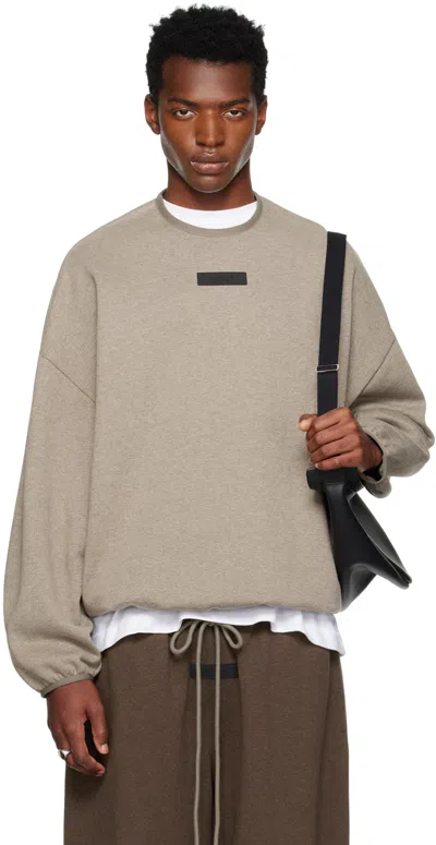 Essentials Gray Elasticized Sweatshirt In Heather Grey