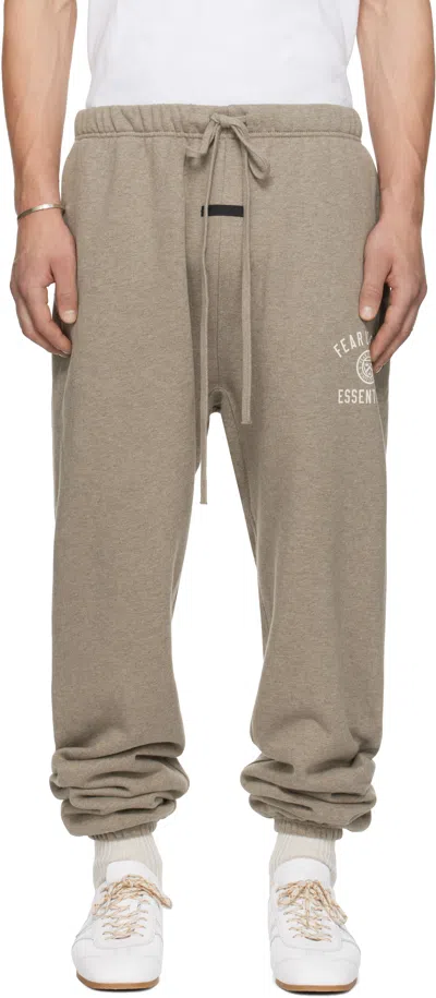Essentials Taupe Cotton Lounge Pants In Heather Gray