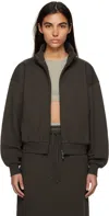 Essentials Gray Full Zip Jacket In Off-black
