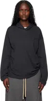 Essentials Gray Holiday Embroidered Classic Fit Long Sleeve Hoodie In Black