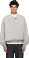 Essentials Gray Holiday Embroidered Classic Polo In Gray