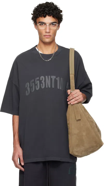 Essentials Gray Holiday 'los Angeles' 90s T-shirt In Black