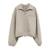 Essentials Emblem Patch Casual Jacket In Gray