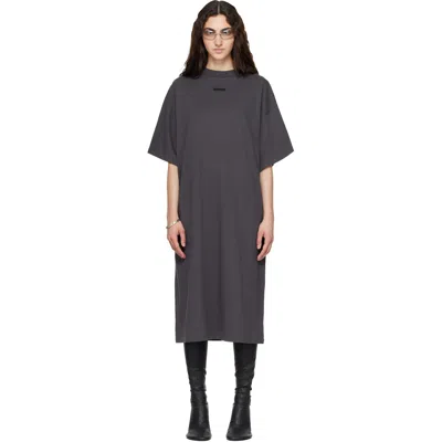 Essentials Gray Long T-shirt Midi Dress In Brown