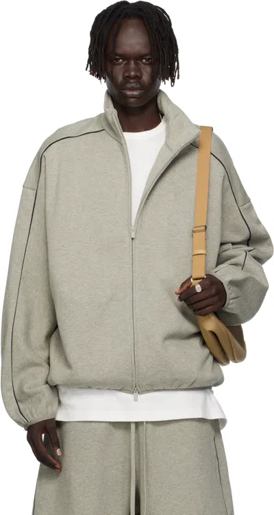 Essentials Gray Modern Fit Fleece Track Jacket