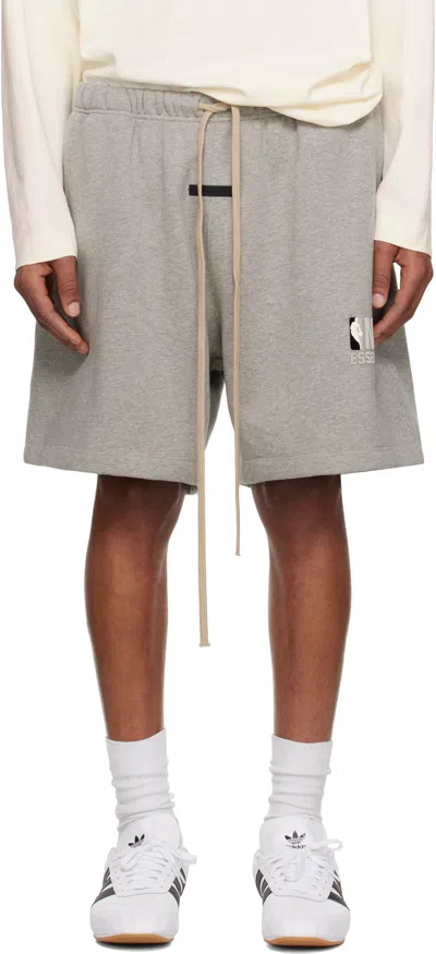 Essentials Gray Nba Core Fleece Shorts In Warm Heather