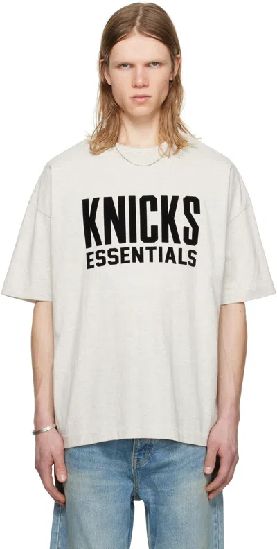 Essentials Nba Knicks Appliquéd Cotton-jersey T-shirt In Grey