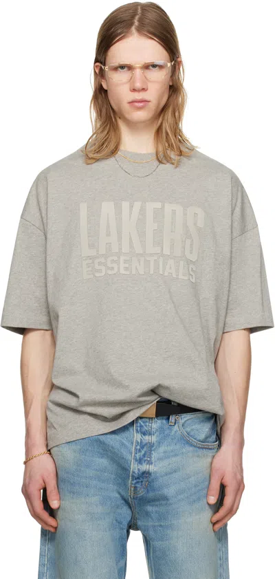 Essentials Gray Nba Lakers Short Sleeve T-shirt In Warm Heather